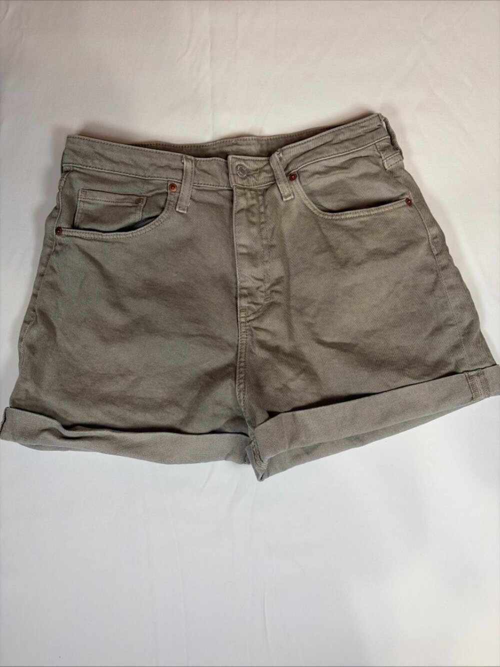 &Denim Mom Shorts Women's 10 Stone